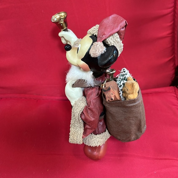 Walt DISNEY MICKEY MOUSE SANTA SUIT FABRIC MACHE -  8" Vintage - Picture 3 of 8